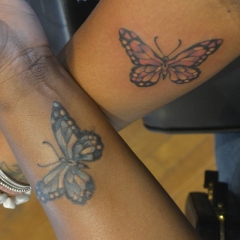 Blue and Pink Butterflies Tattoo