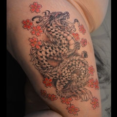Cherry Blossom Dragon Tattoo