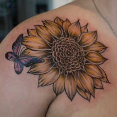 Colorful Sunflower Tattoo