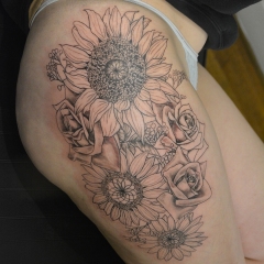 Sunflowers and Roses Tattoo