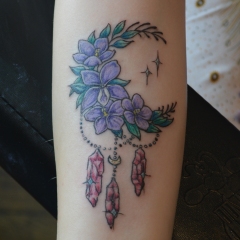 Moon Flower Tattoo with Crystals