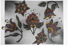 Vintage Style Ornamental Flowers Tattoo Flash